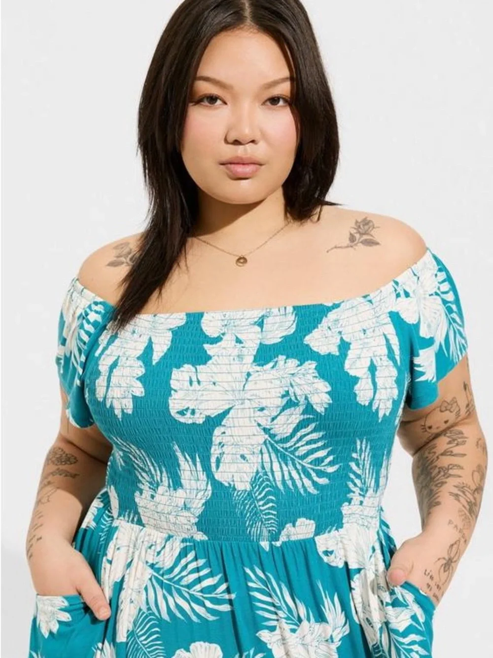 Torrid Mini Super Soft Off Shoulder  Dress Neon Tropics Bus at Bay SZ 5x NIP - Picture 3 of 7